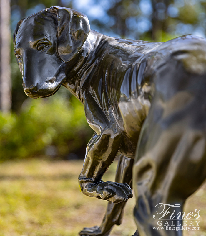 Bronze Statues  - Vintage Bronze Hunting Dog With Bird Statue - BS-782